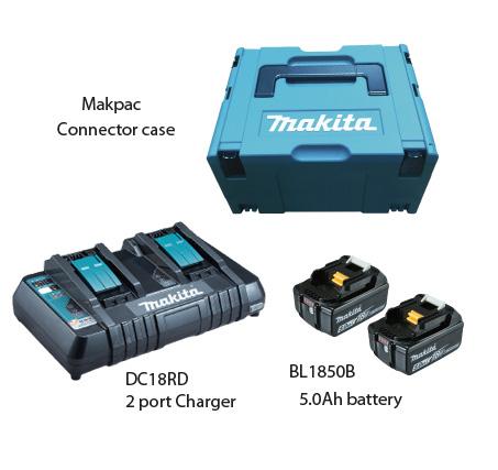 Makita Battery Kit18V5.0Ah x 2pc, Multi Charger x 1pc MKP3PT182